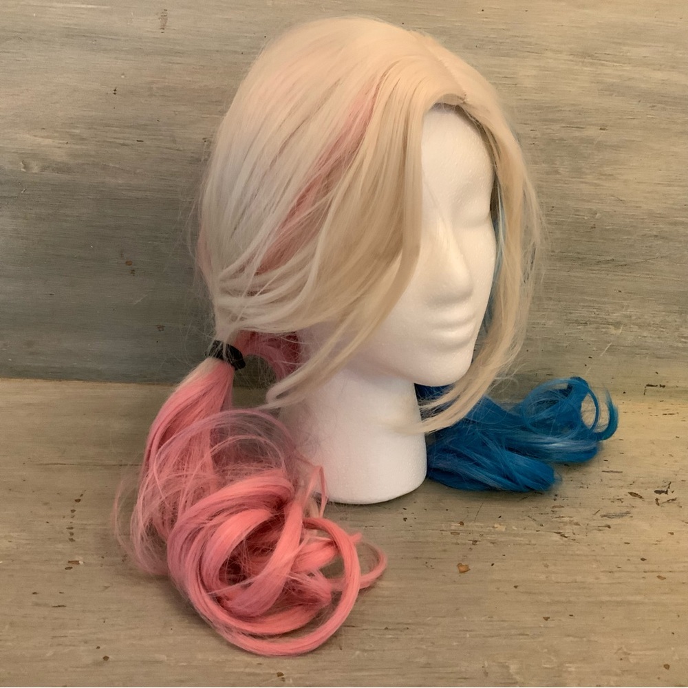 Blonde Pink & Blue Wig Adult One Size Good Condition